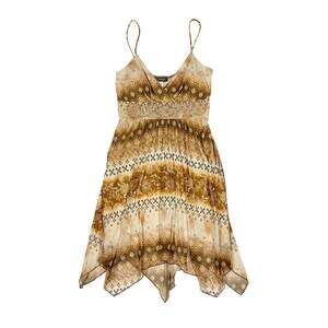 City Triangles Y2K Handkerchief Dress Womens L Brown Asymmetrical Fairy Boho VTG
